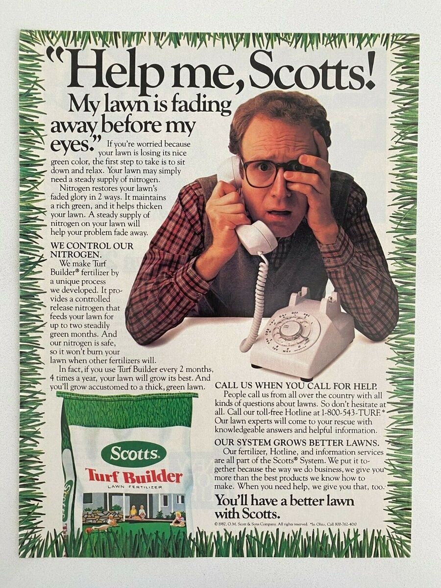 Scotts Turf Builder Lawn Fertilizer Vintage 1982 Print Ad