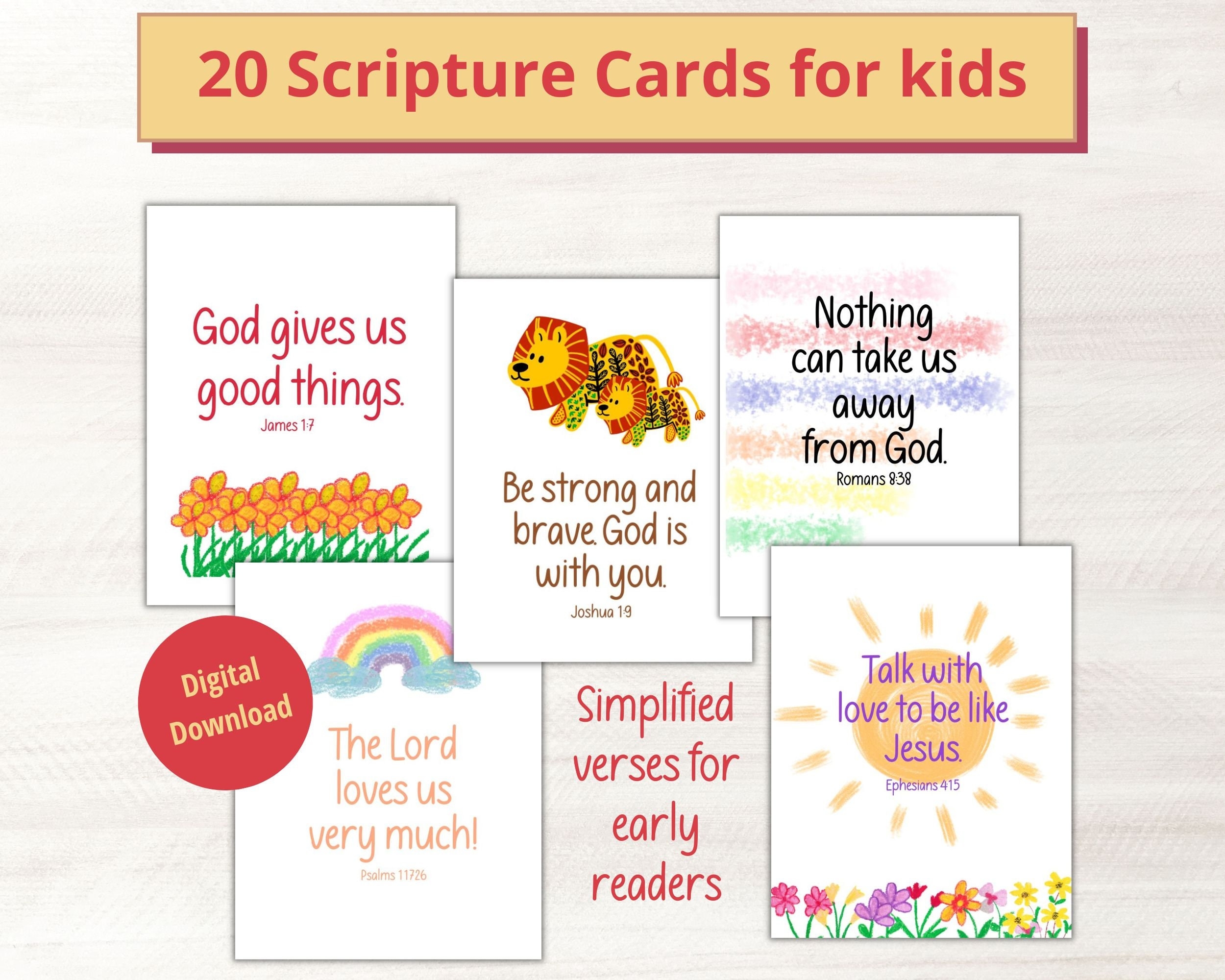 Scripture Cards For Kids Printable Bible Verses For Children Lunchbox Notes Bible Memory Verse Cards Kids Scripture Cards With Pictures Etsy New Zealand