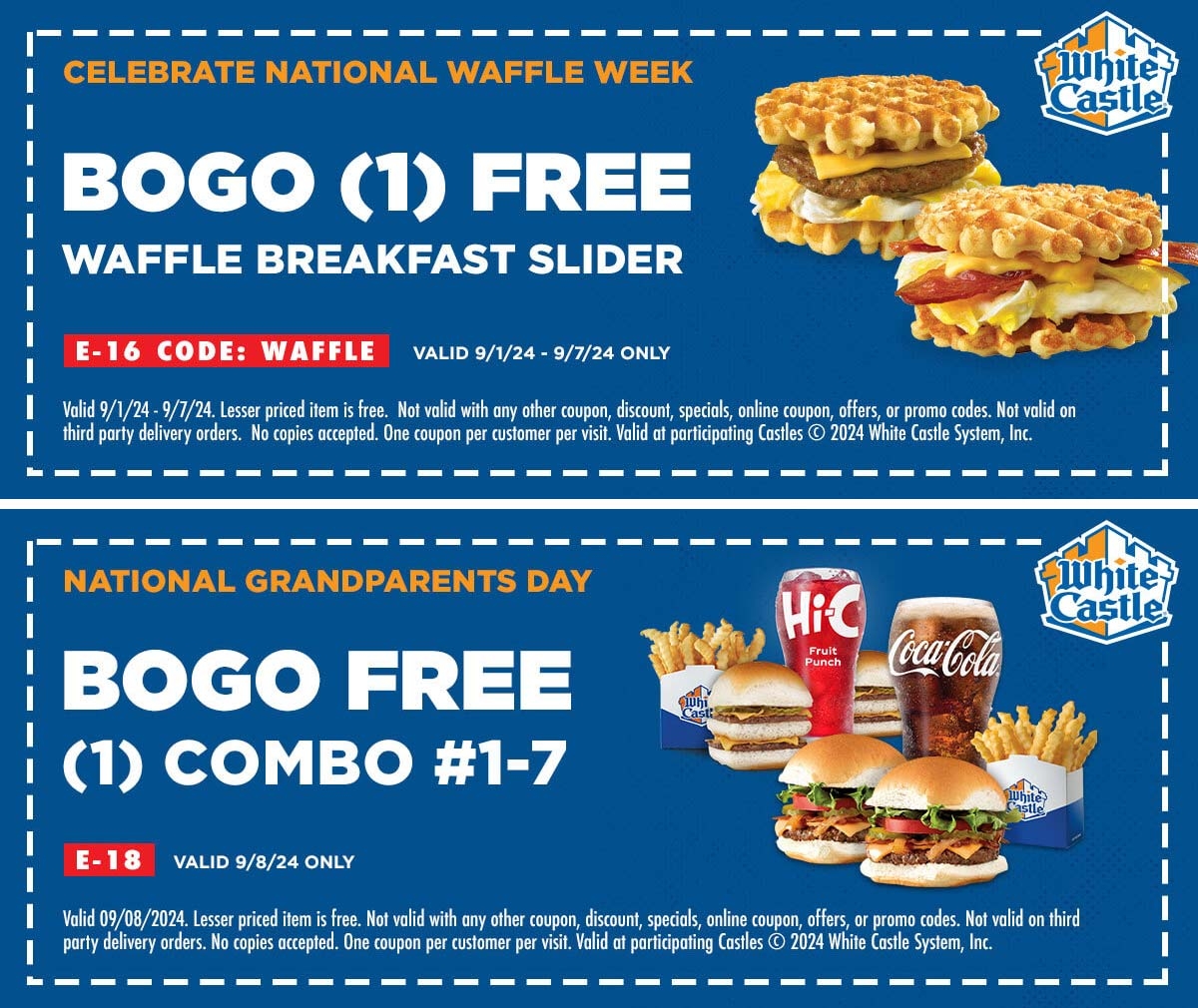 Second Breakfast Slider U0026 Combo Meal Free At White Castle White Castle August 2025 Coupons Promo Codes U0026 Deals 