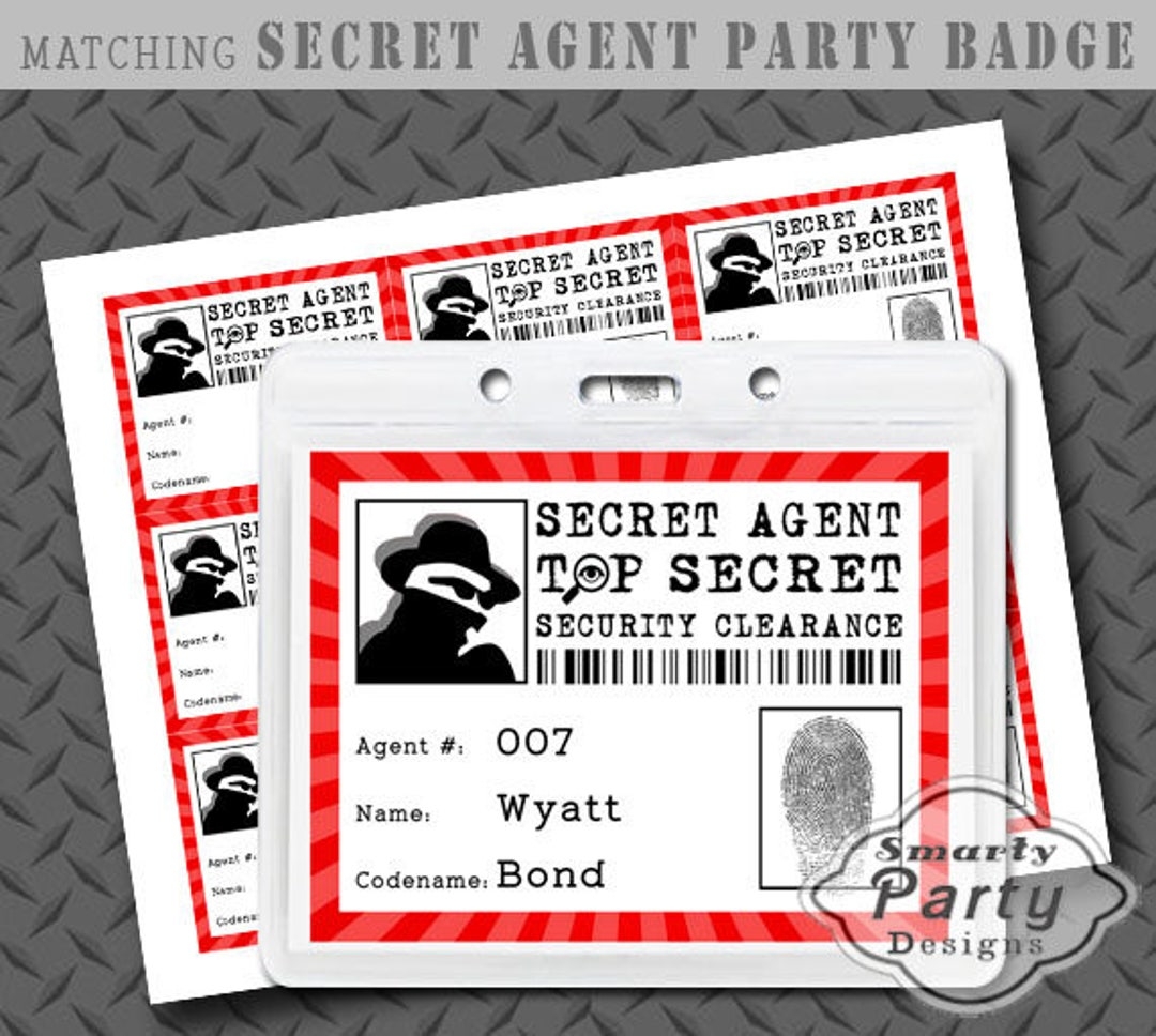 Secret Agent Spy Detective Party Badge Digital Printable PDF Instant Download Etsy