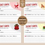 SECRET SANTA Gift Exchange Cards PRINTABLE Christmas Gift List 