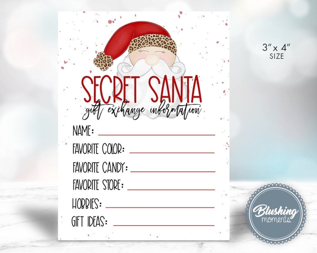 SECRET SANTA Gift Exchange Cards Printable christmas Gift Wish List secret Santa Exchange Forms editable Instant Download PDF Etsy