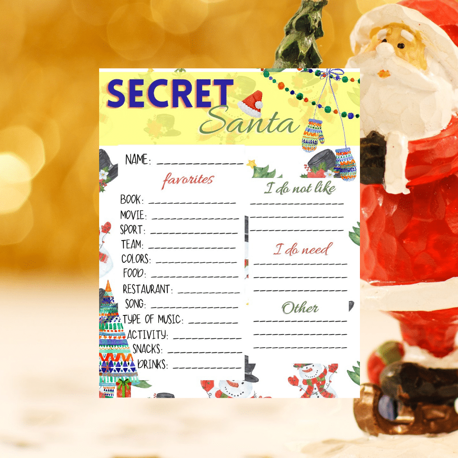 free printable secret santa