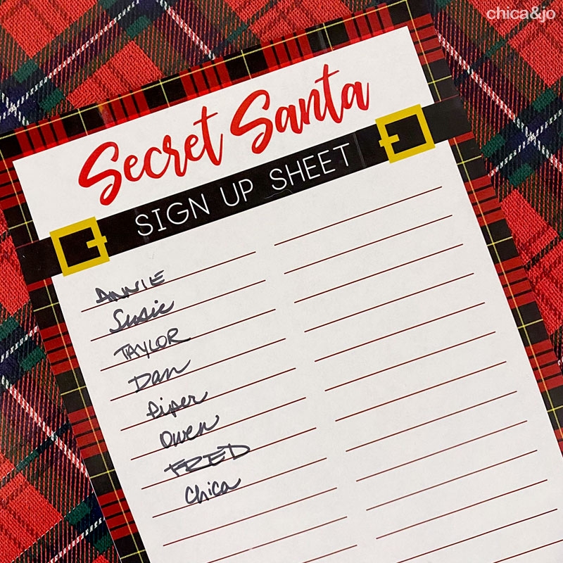 secret santa sign up sheet printable