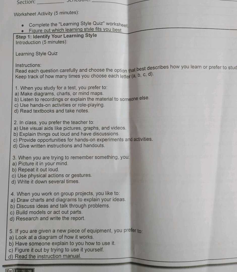 Section Worksheet Activity 5 Minutes StudyX