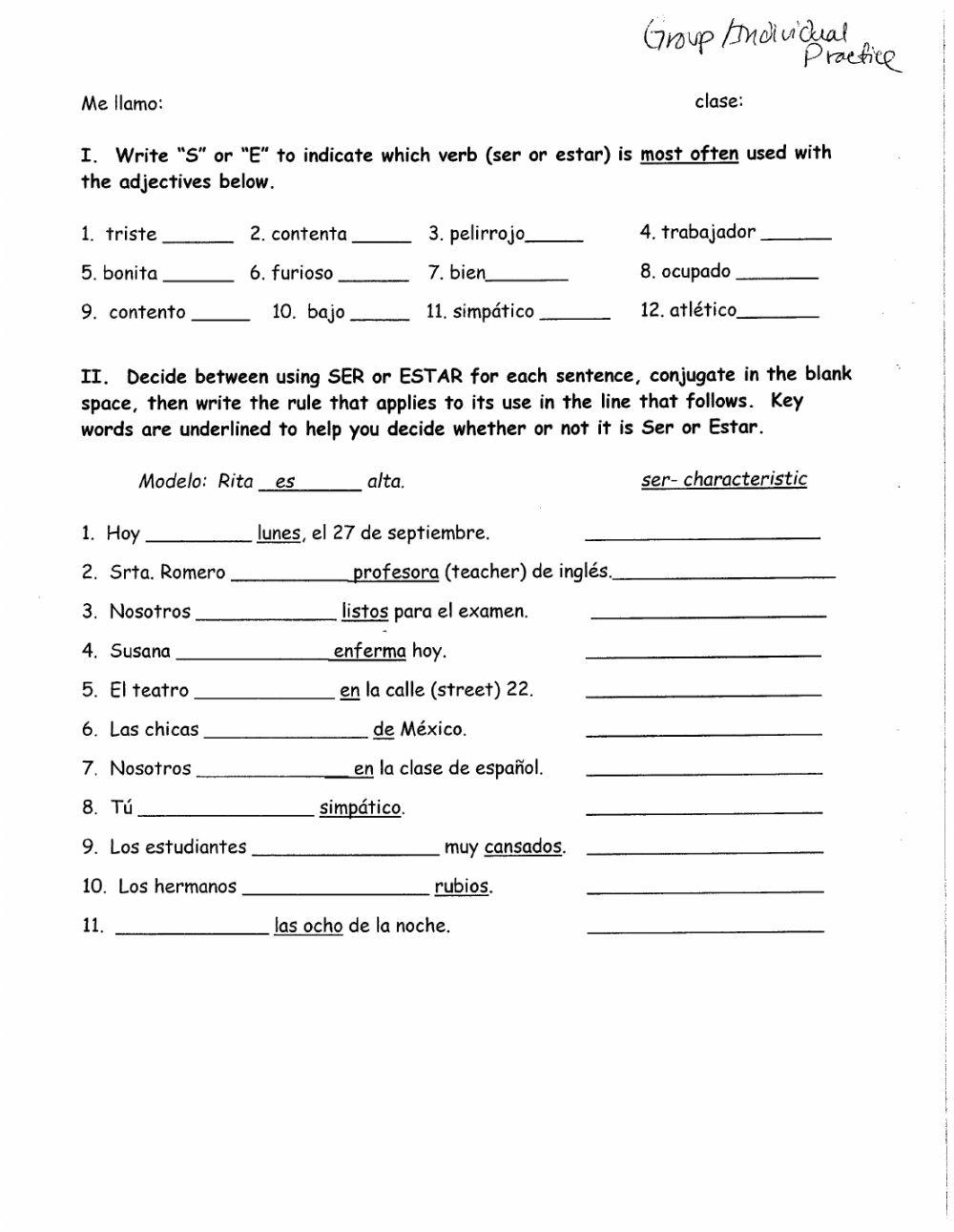 Ser Vs Estar Practice Worksheets Online Exercise For Live Worksheets Worksheets Library