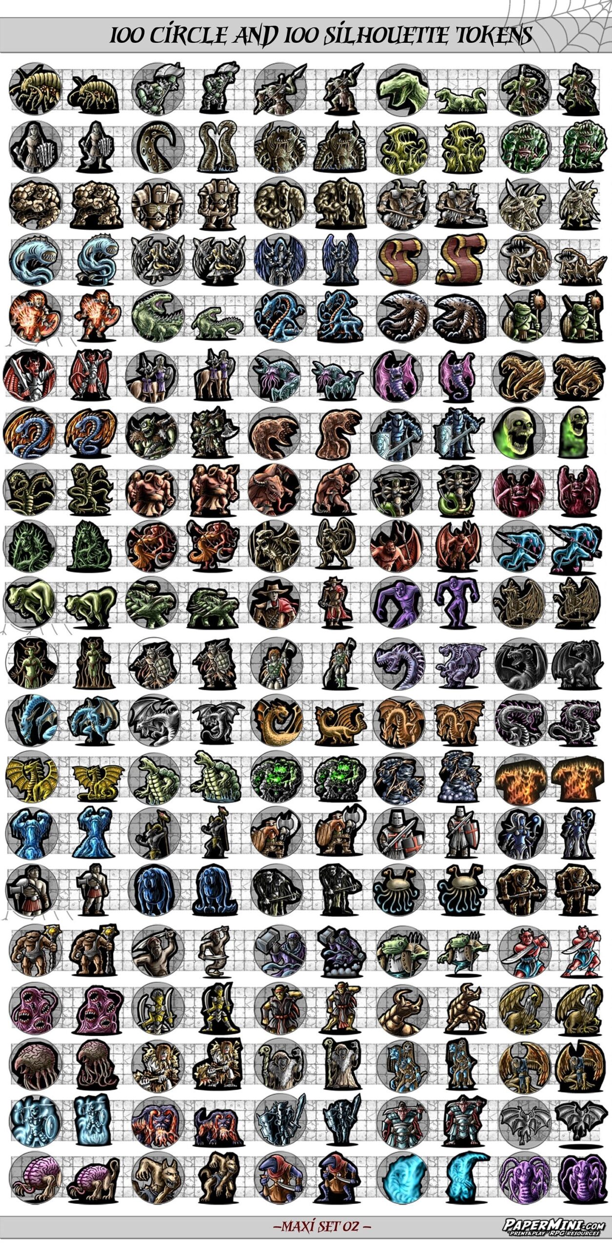 Set B 100 Tokens For Virtual Tabletop RPG Printable Pdfs Etsy