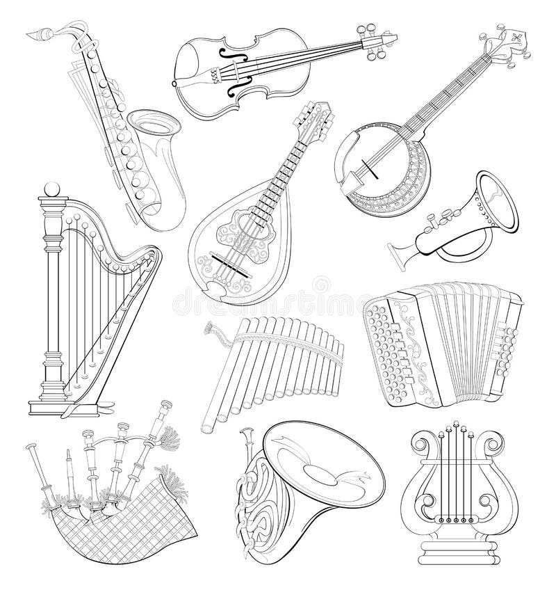 Set Musical Instruments Coloring Stock Illustrations 115 Set Musical Instruments Coloring Stock Illustrations Vectors U0026 Clipart Dreamstime