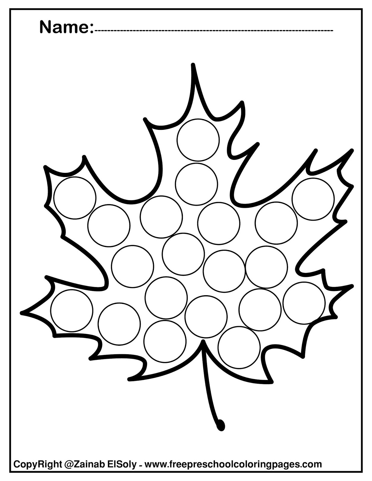 Set Of Free Autumn Leaves Fall Dot Marker Activity For Kids