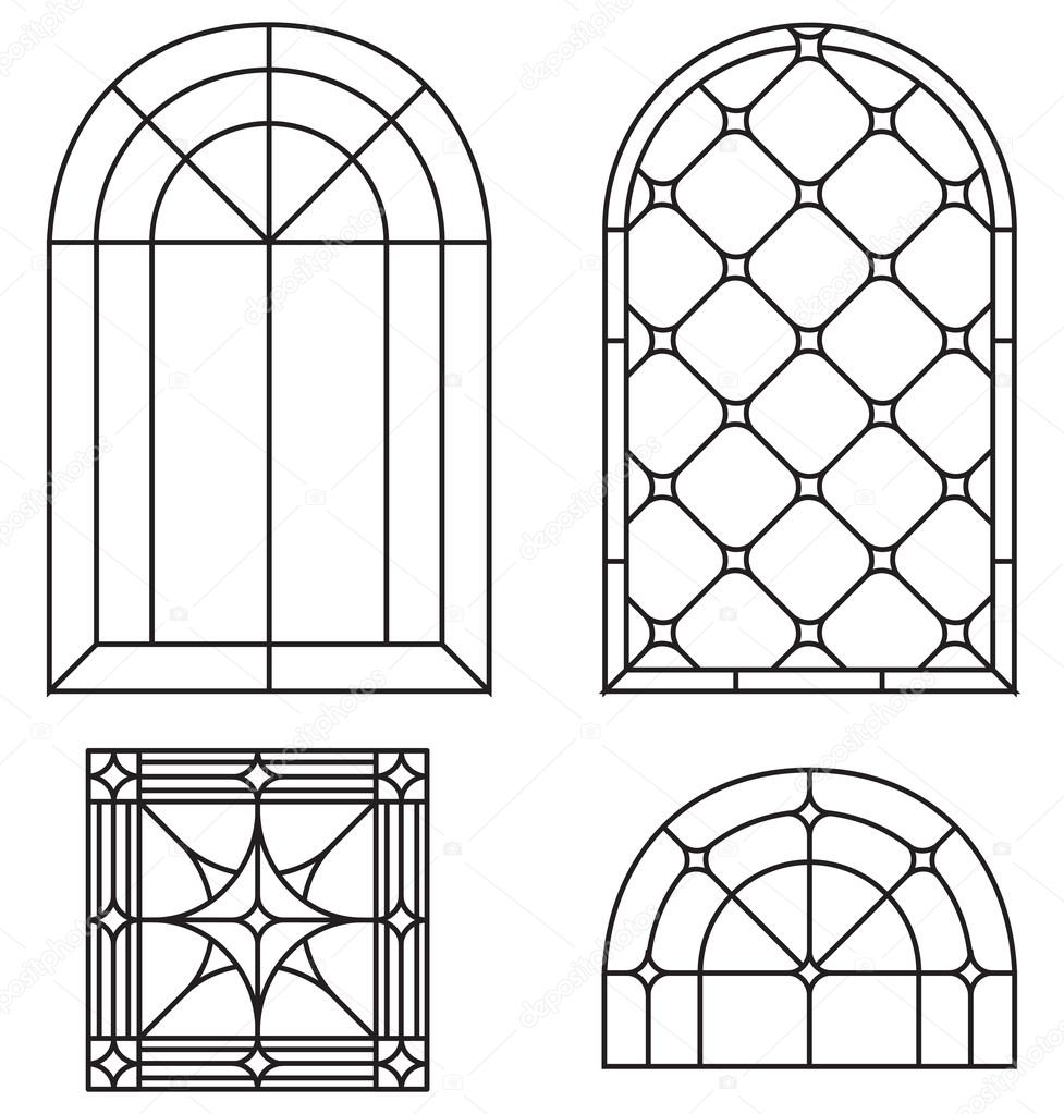 Set Of Stained Glass Window Design Stock Vector By image4stock 