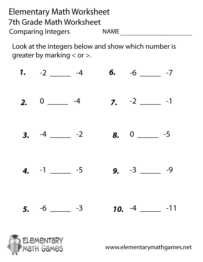 free printable 7th grade math worksheets