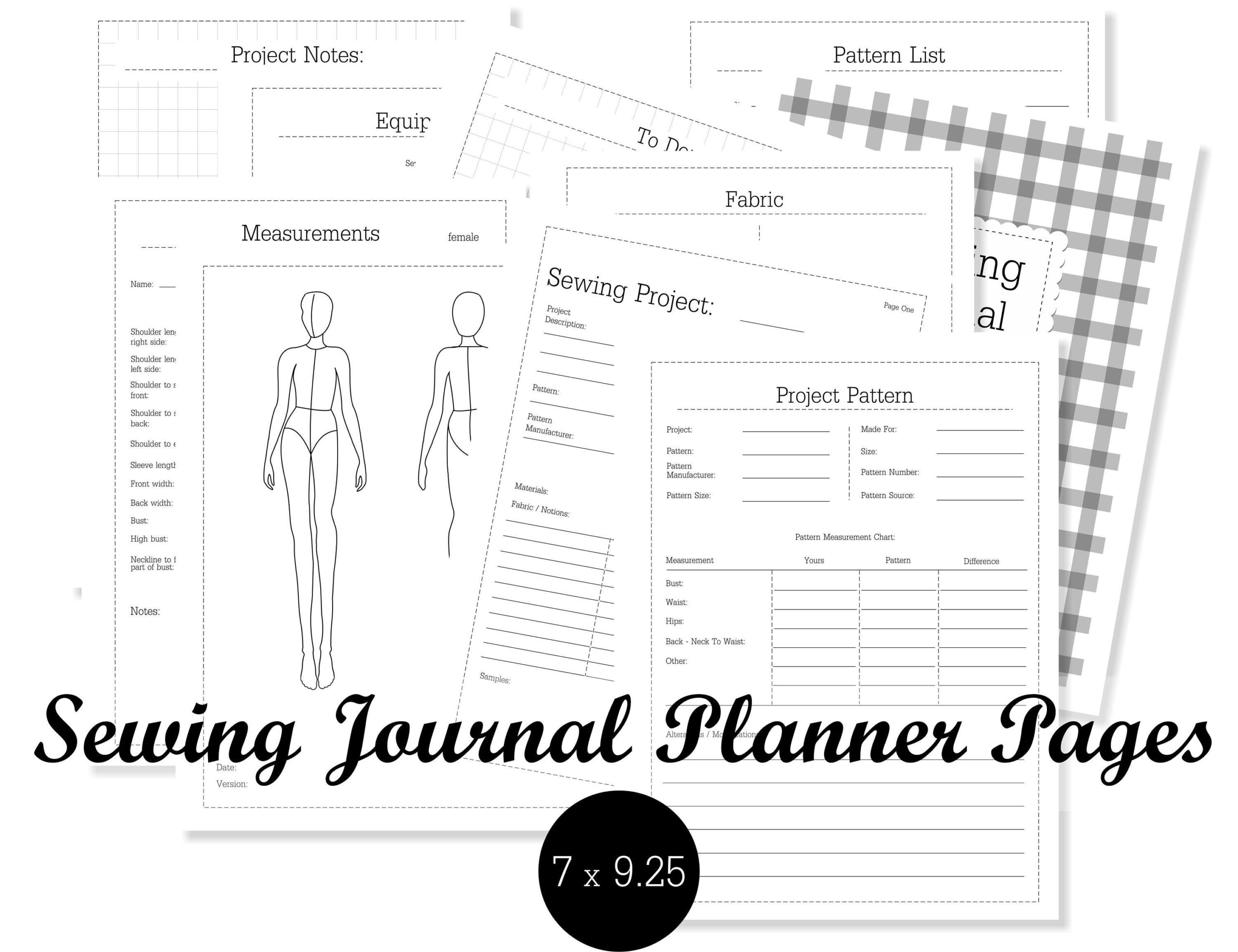 Sewing Journal Planner Pages Sewing Disc Bound Planner Printable Sewing Planner Etsy