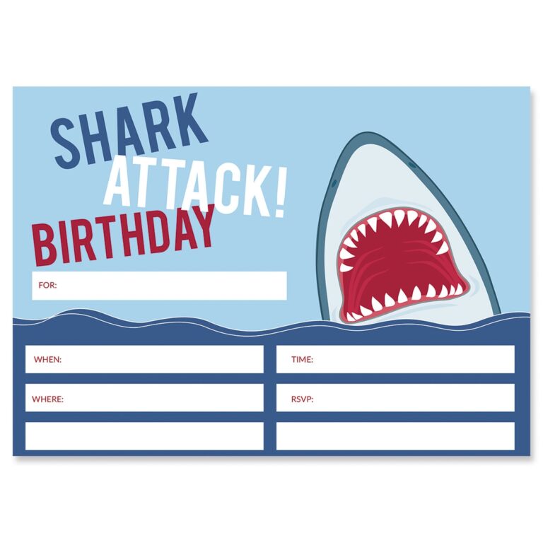 Shark Attack Fill In Birthday Invitations Fine Stationery