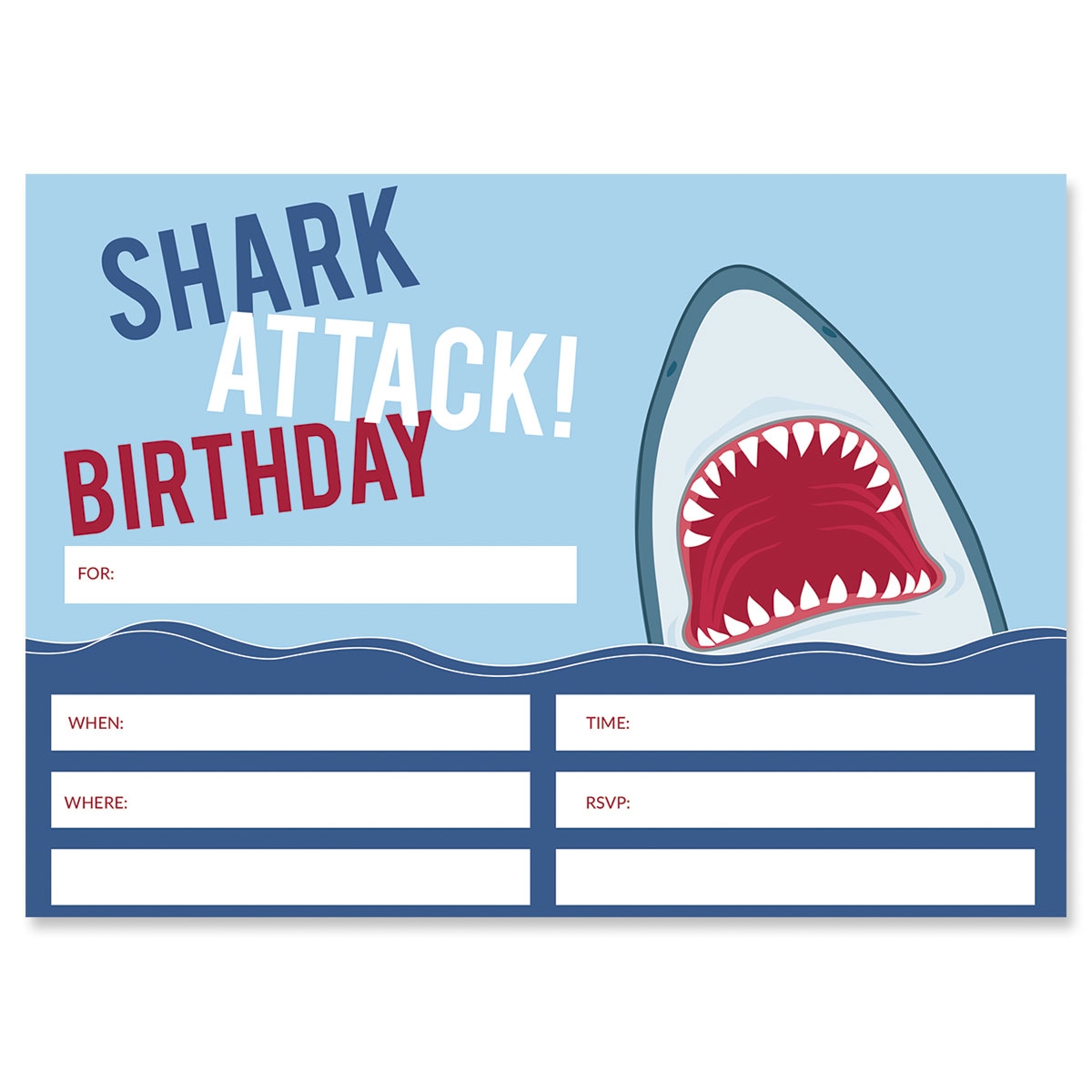 Shark Attack Fill In Birthday Invitations Fine Stationery