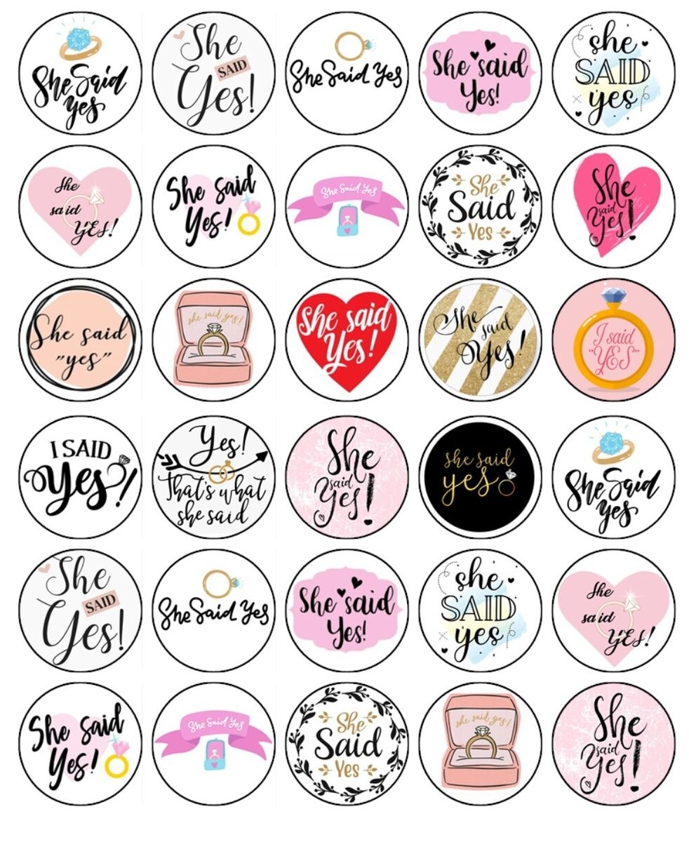 She Said Yes Edible Cupcakes Wedding U0026 Engagement Edible Wafer 