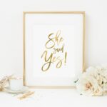 She Said Yes Printable Engagement Announcement Print Engagement Table Sign Bridal Shower Decoration Wedding Decor Shower Decor Gold Foil Etsy