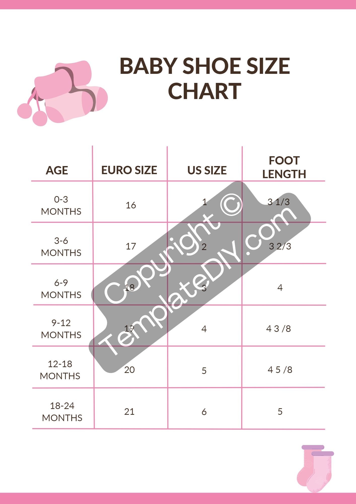 Shoe Size Chart For Infants Sales