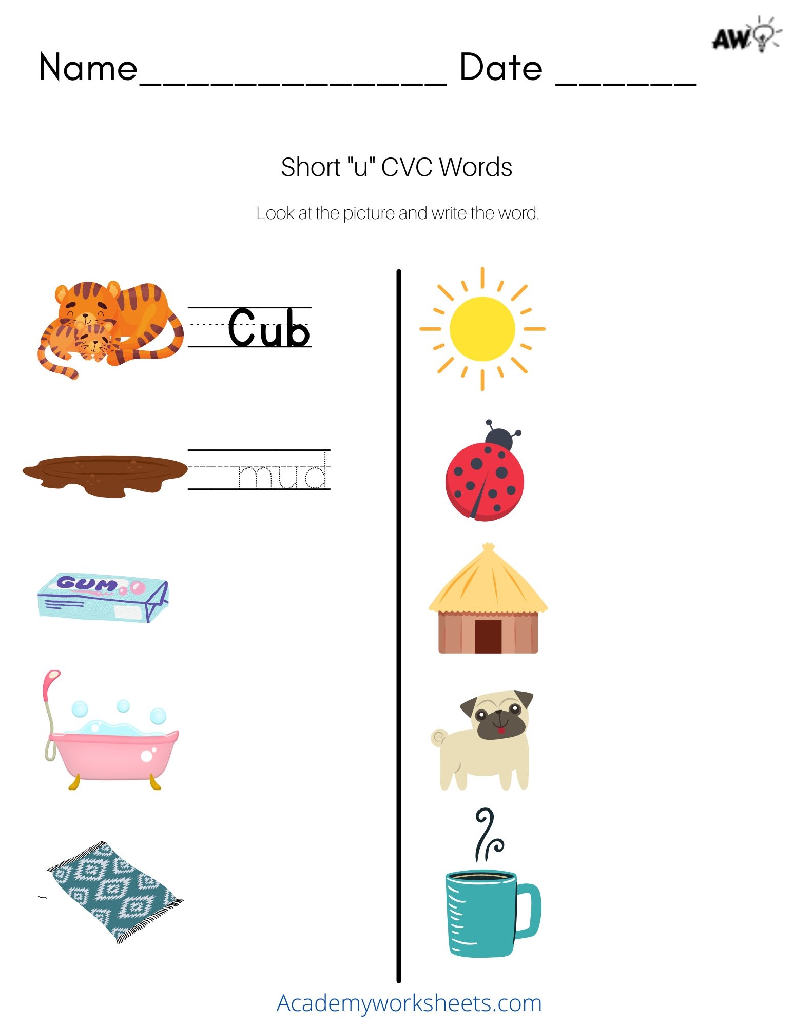 short u free printables