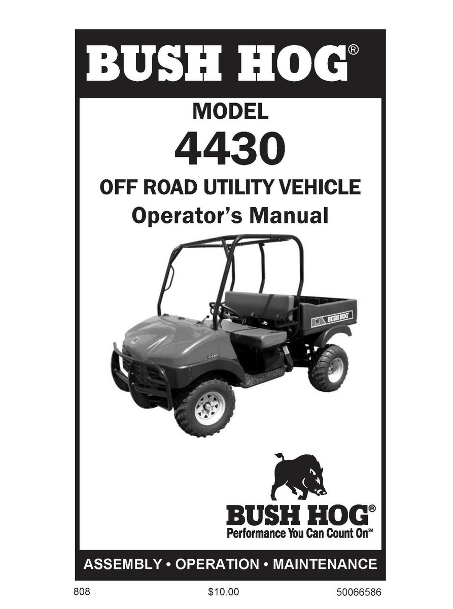 Side By Side Operators Maintenance Manual Fits Bush Hog 4430