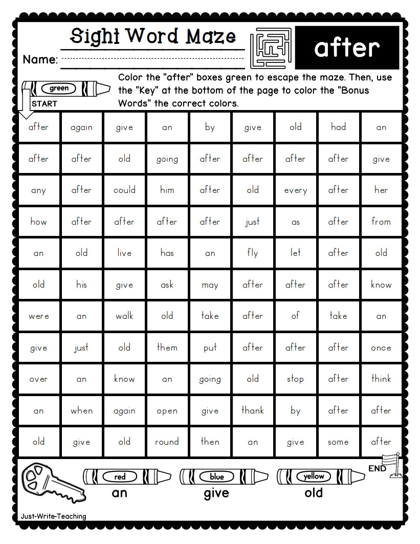 Sight Word Mazes Free Sampler Pack Made By Teachers Sight Word Mazes Free Sampler Pack Made By Teachers