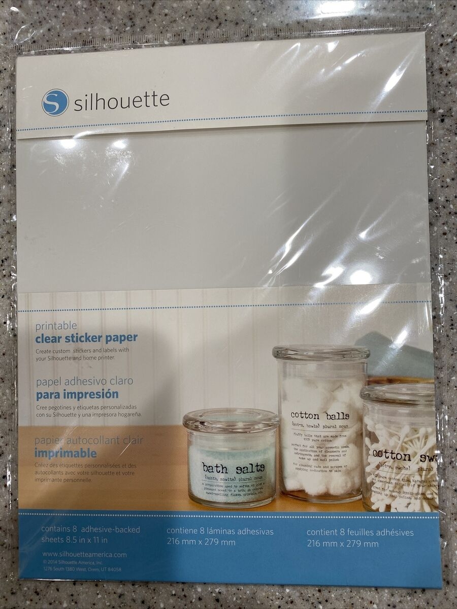 Silhouette Media CLR ADH Printable Clear Sticker Paper 8 5 x11 8 Sheets New