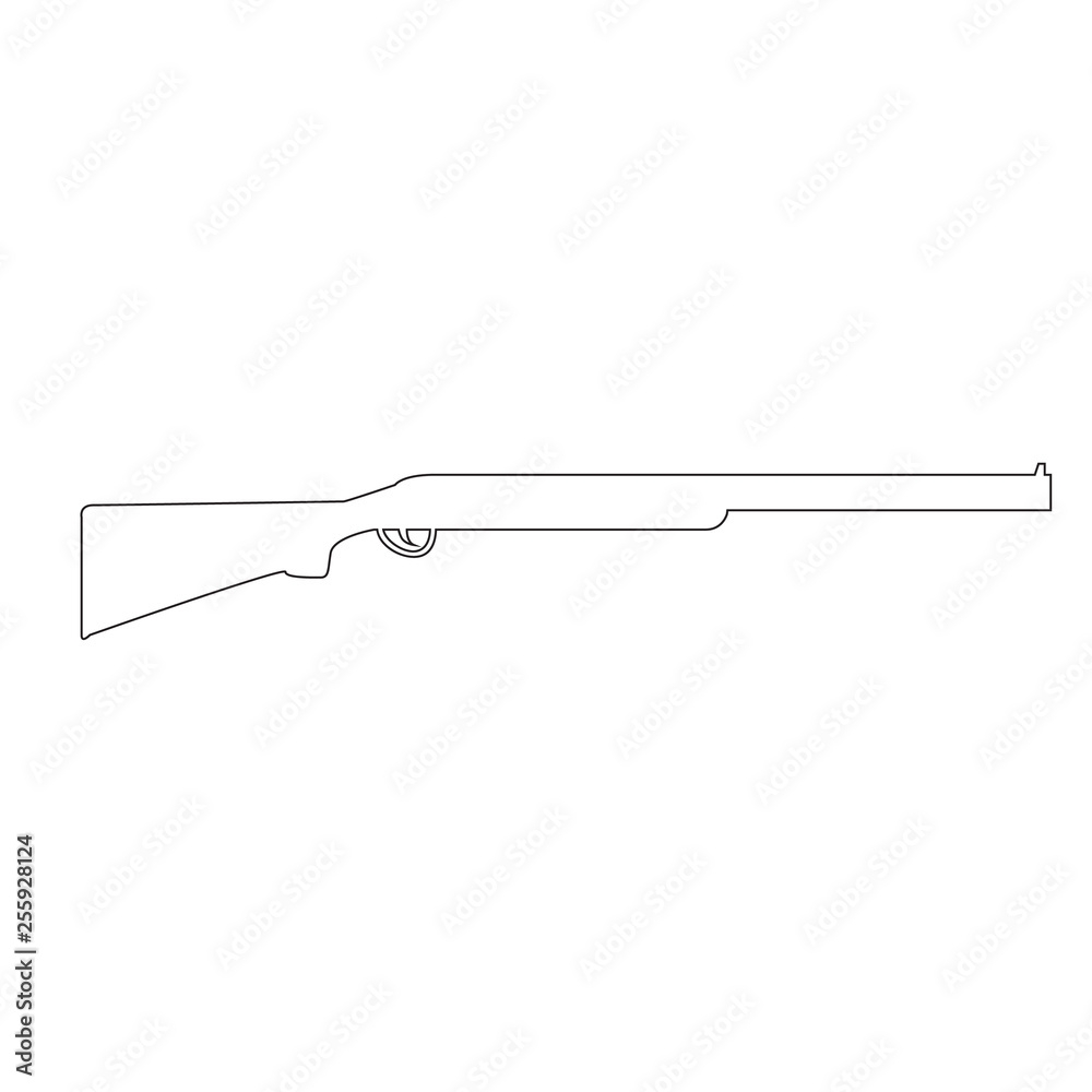 Silhouette Of Shotgun Hand Drawn Line Art Style Hunting Rifle 