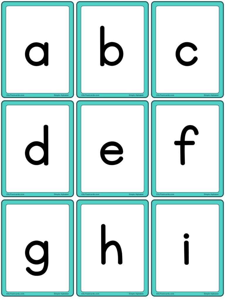 Simple Alphabet ESL Flashcards