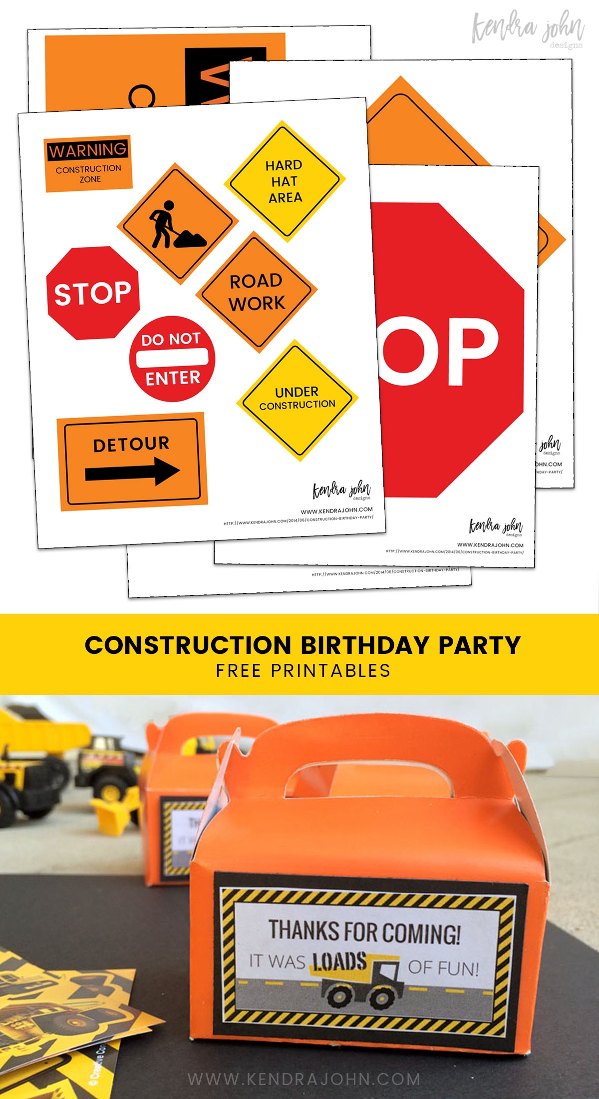 free construction party printables