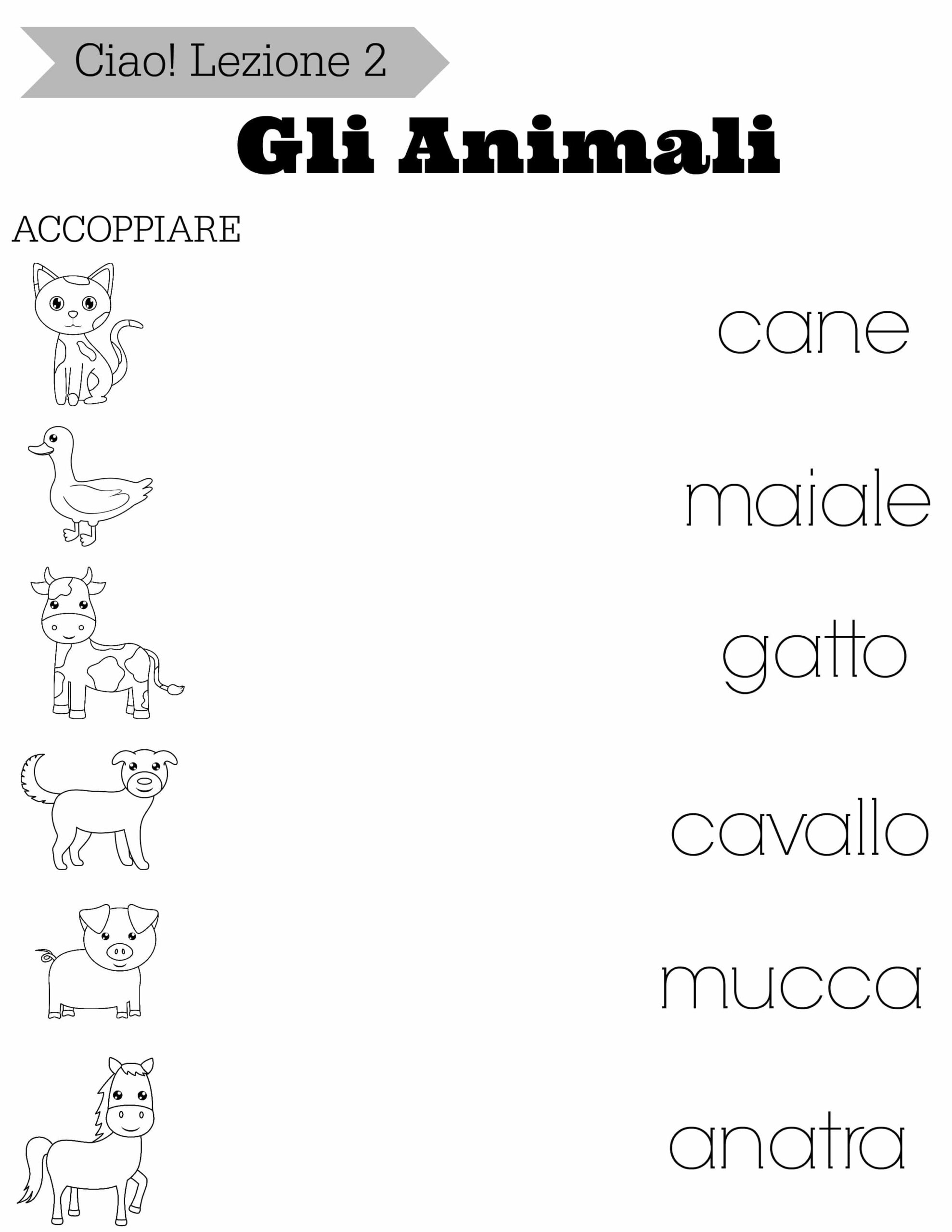 italian activity sheet free printables