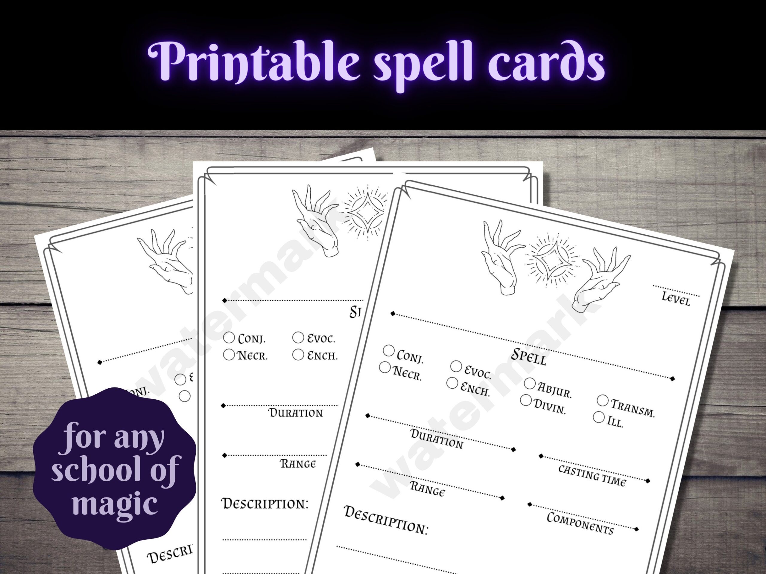 Simple Spell Cards For Dungeons U0026 Dragons 5e PRINTABLE Etsy New Zealand