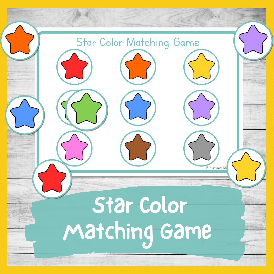 Simple Star Color Matching Game Toddler And Preschool Printable PDF Nurtured Neurons