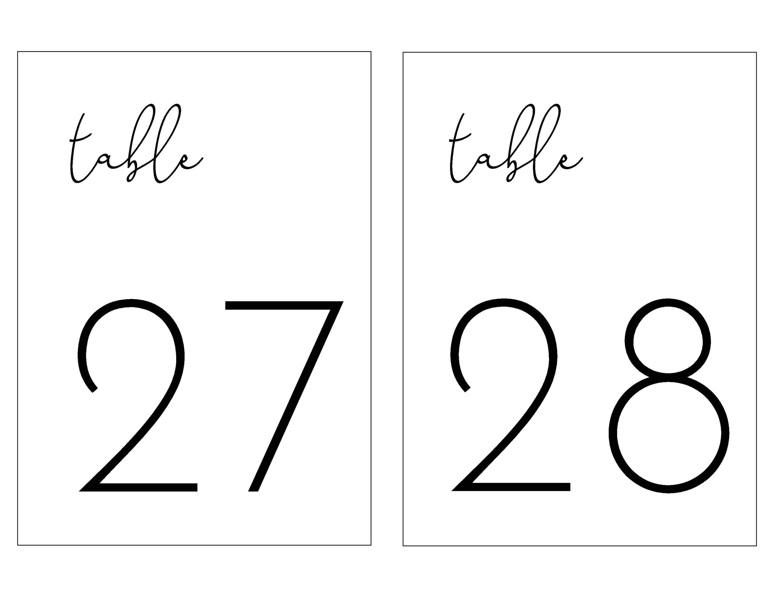 Simple Table Numbers Set Of 40 Instant Digital Download 5 7 Simple Table Numbers Set Of 40 Instant Digital Download 5 7