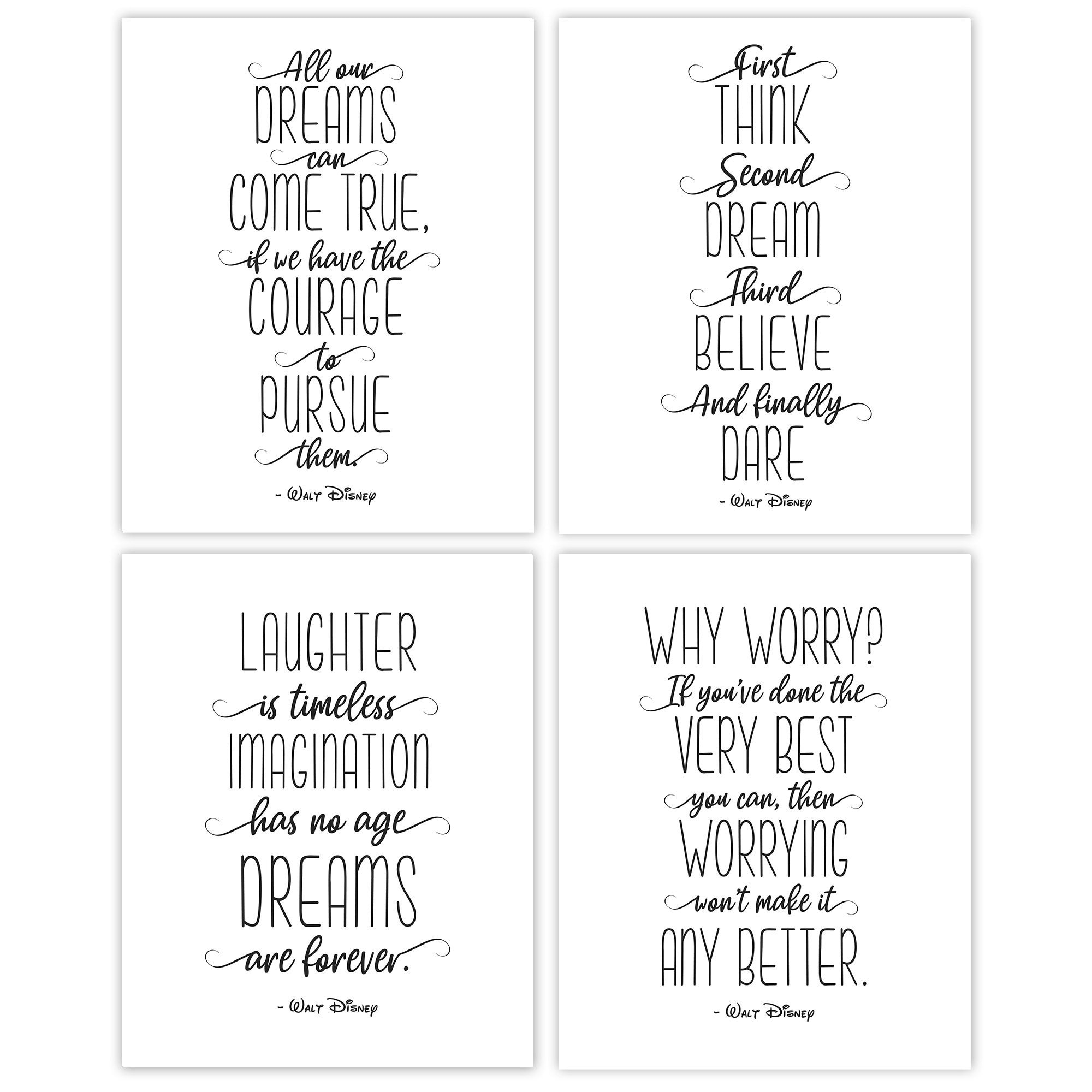 Simple Walt Disney Quotes Prints 4 Unframed Photos Wall Art 