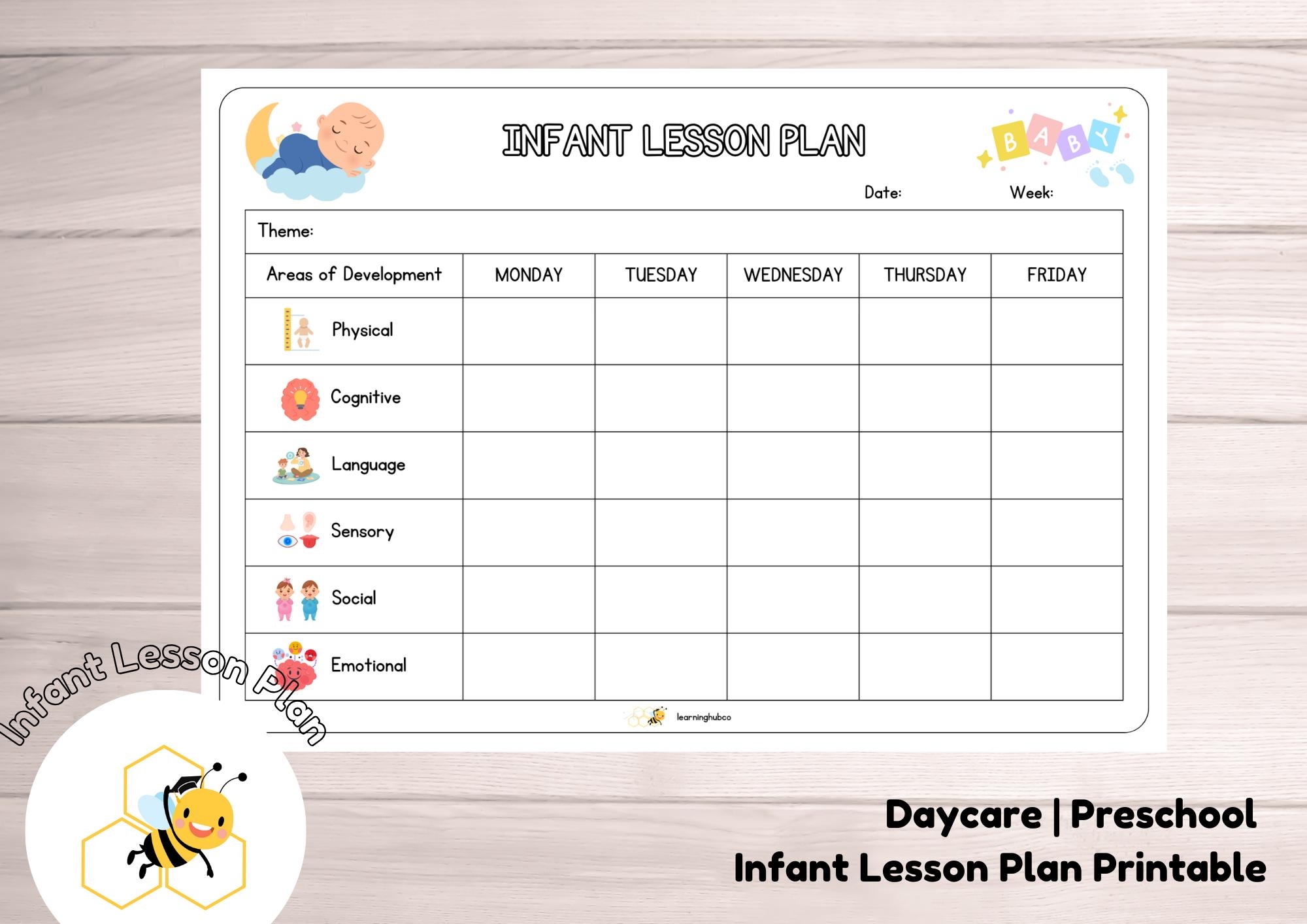 Simple Weekly Lesson Plan Template Infant Daycare Montessori Baby Lesson Planner Learning Through Play Digital Download PDF File Printable