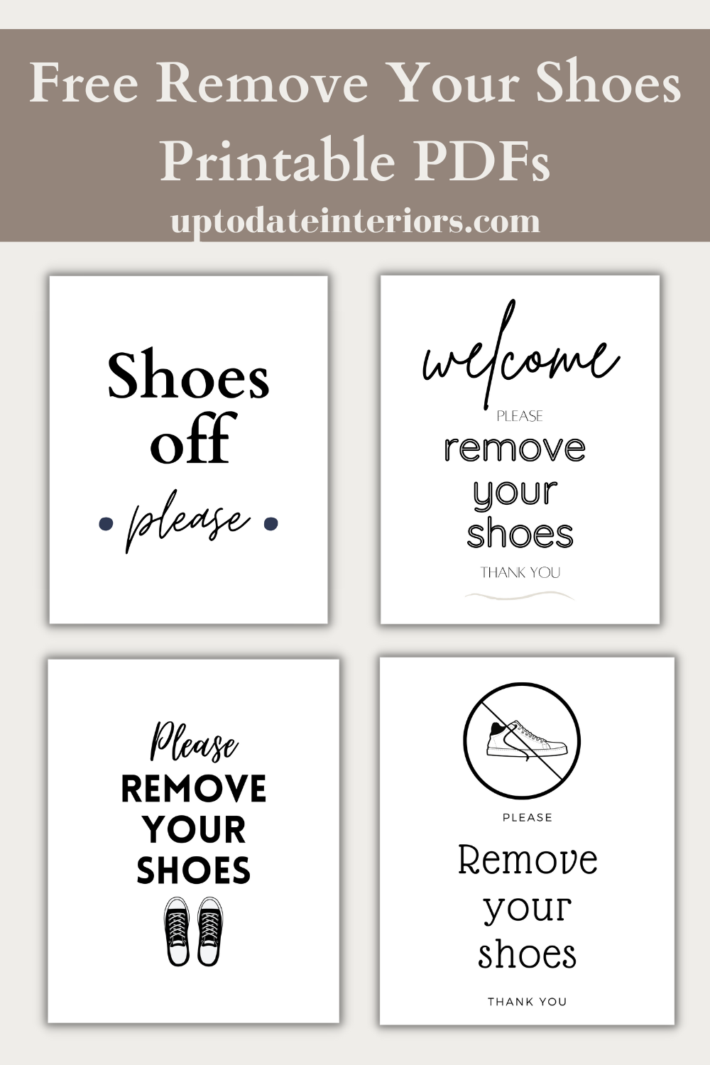 Simplistic And Modern Free Printable Shoes Off Signs 