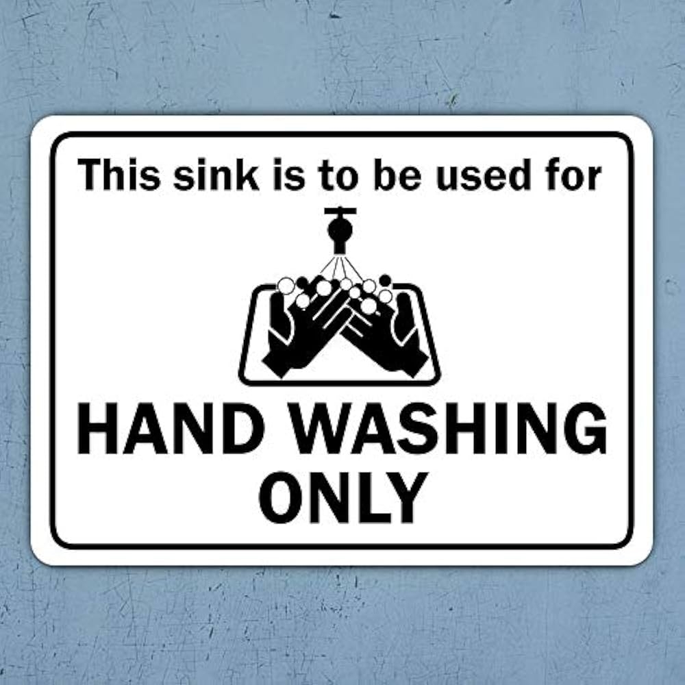 Sink For Hand Washing Only Sign Waterproof Sticker Amazon in Office Products