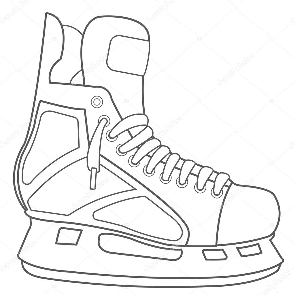 Skates Hockey Ammunition Sports Equipment Black White Outline Drawing Stock Vector By filkusto 116122860