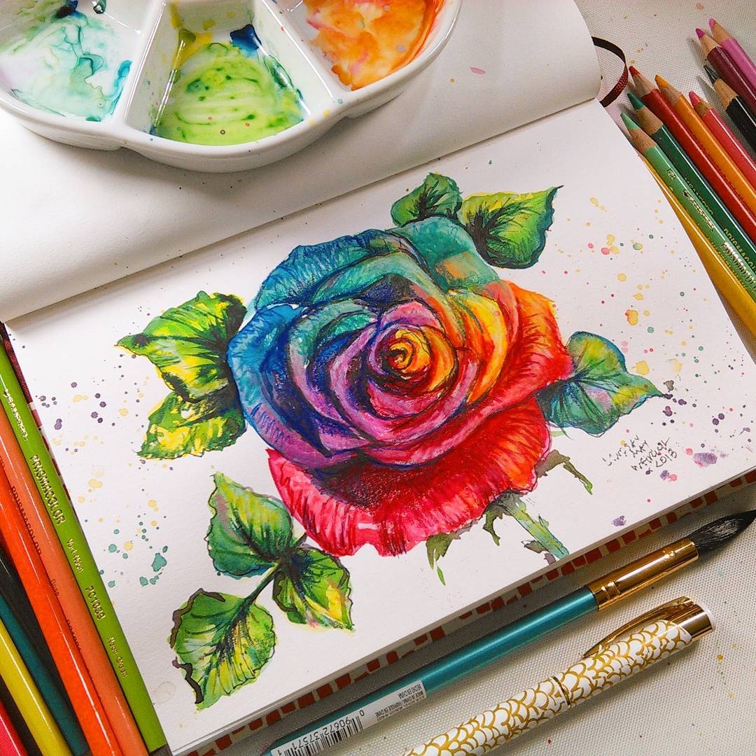 Sketchbook Sunday Rainbow Roses The Frugal Crafter Blog