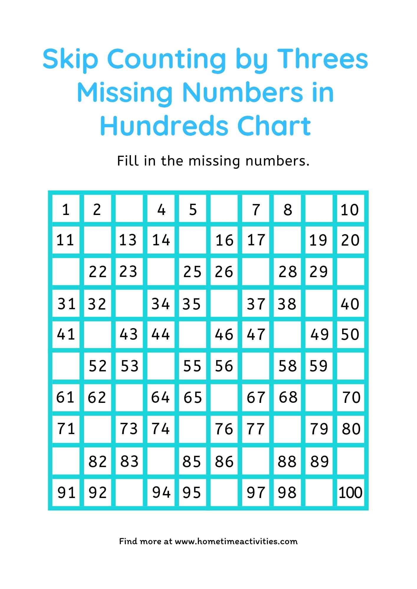 skip counting by 3 printable worksheets
