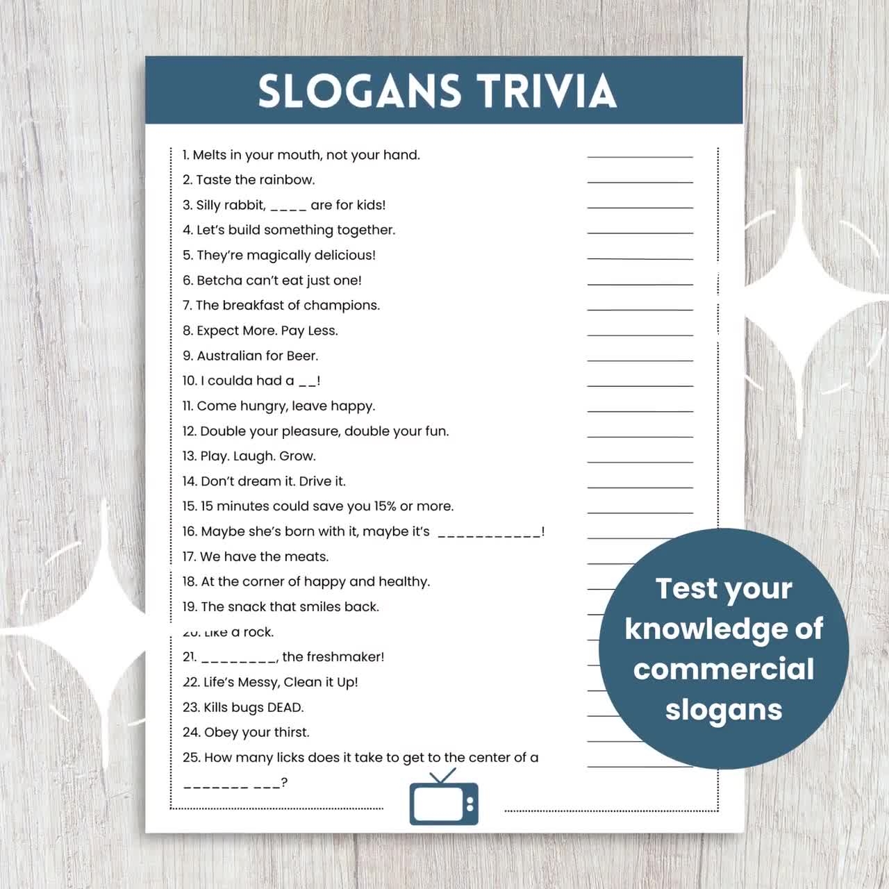 Slogans Trivia Game TV Commercial Trivia Trivia Game For Kids Worksheets Library