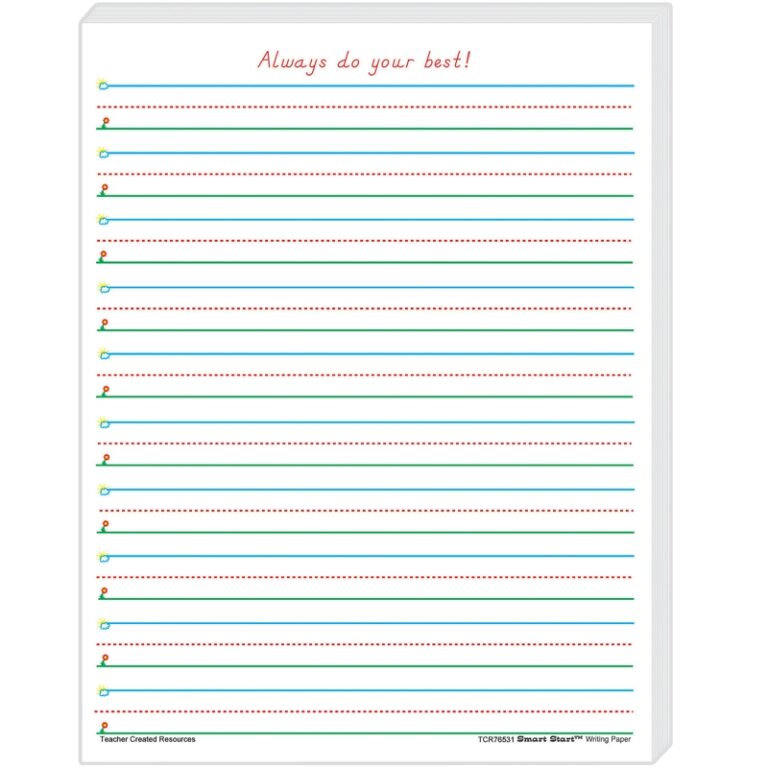 Smart Start 1 2 Writing Paper 100 Sheets The School Box Inc Worksheets Library