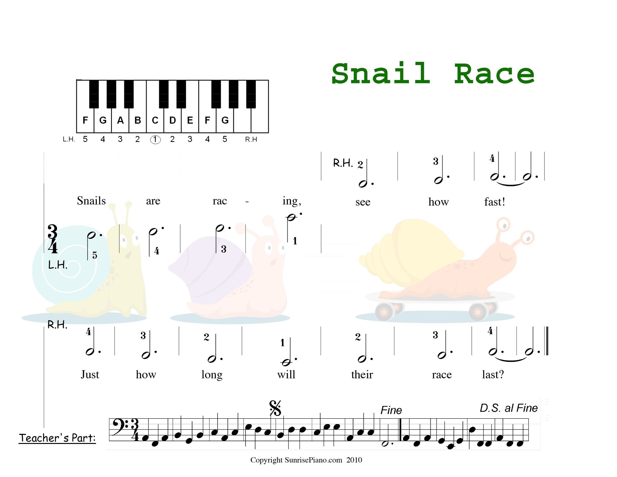 Snail Race Primer Piano Sheet Music