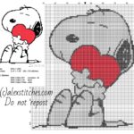 Snoopy With Heart Free Cross Stitch Pattern Small Size Free