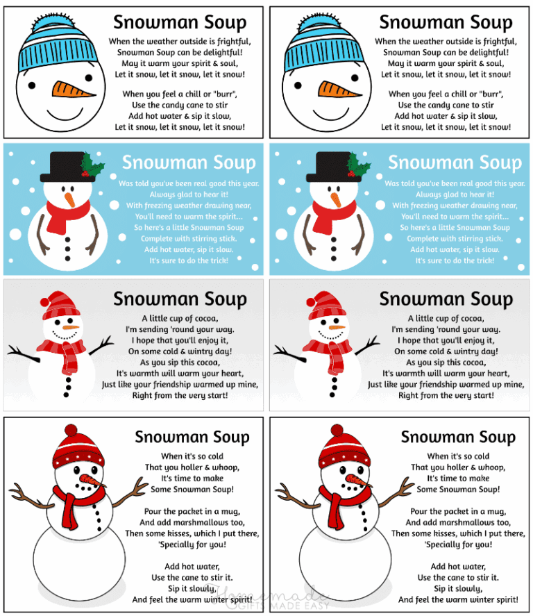 Snowman Soup Poem U0026 Gift Tags Free To Download U0026 Print