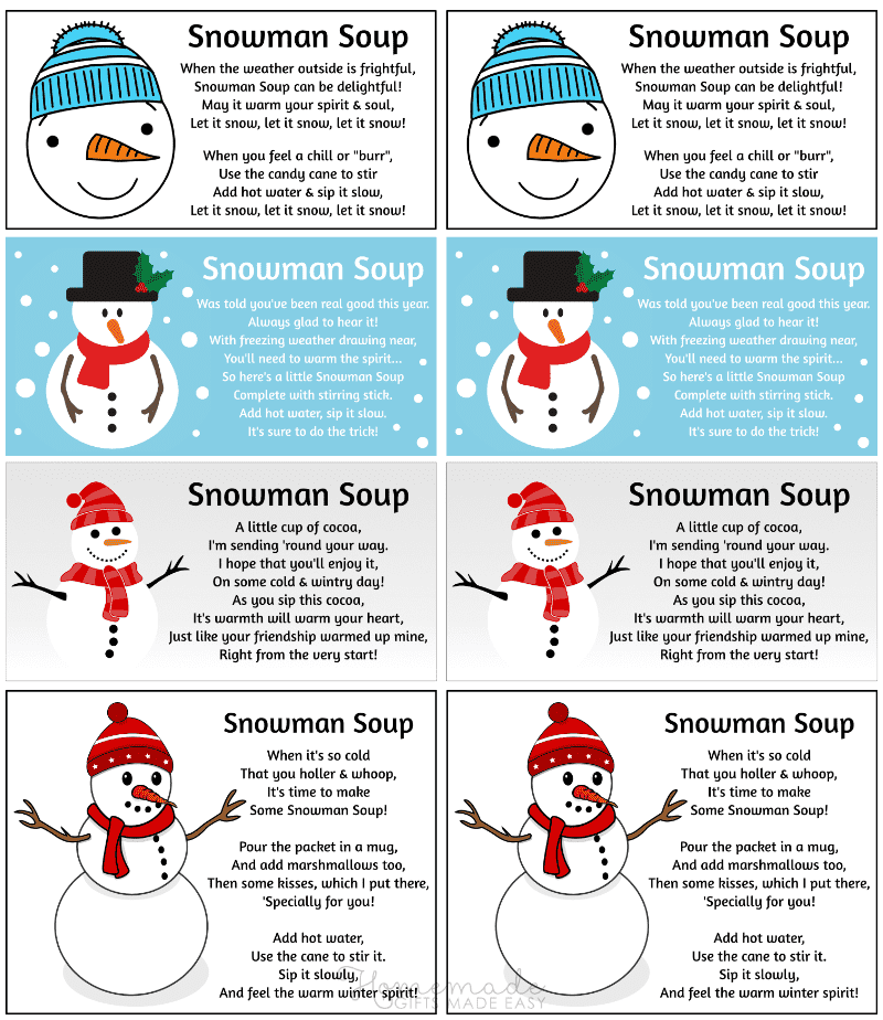 Snowman Soup Poem U0026 Gift Tags Free To Download U0026 Print