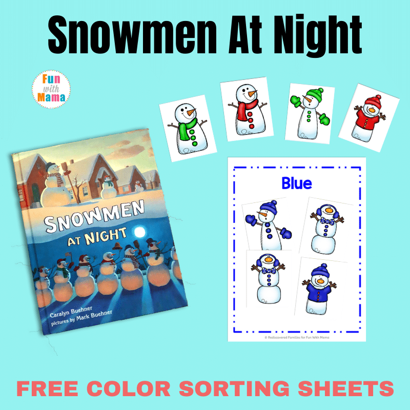 Snowmen At Night Free Color Sorting Mats For Winter Fun Fun With Mama