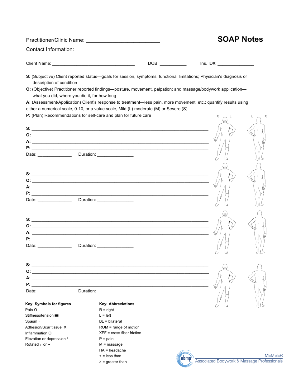 Soap Notes Template Associated Bodywork And Massage 
