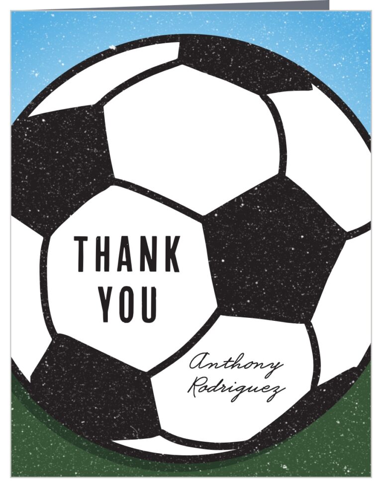 Soccer Field Children s Birthday Thank You Cards By Basic Invite