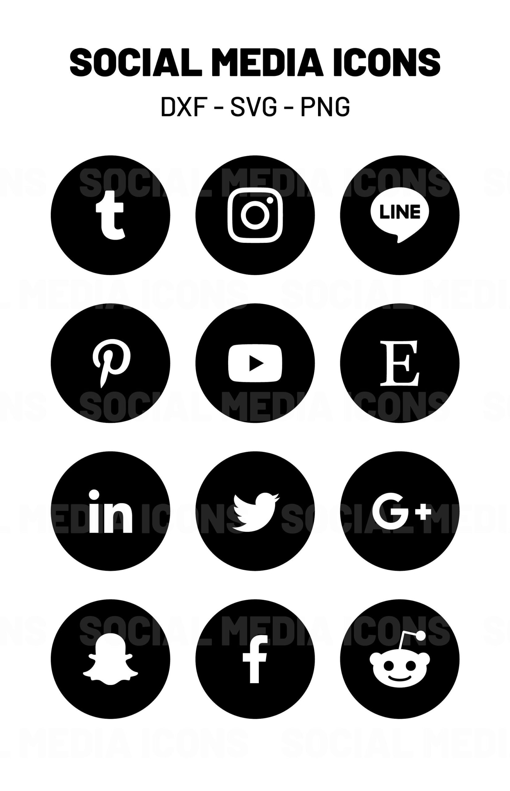 Social Media Icons SVG DXF PNG 12 Circle Social Media Icons Etsy UK