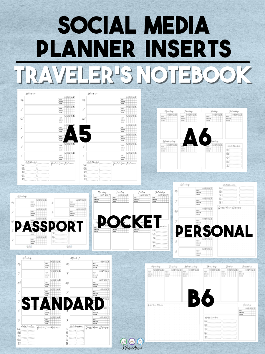 Social Media Planner Inserts Free Printable For Traveler s 